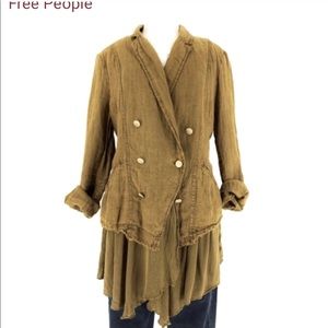 RARE FREE PEOPLE RUFFLE LAYERED MILITARY BLAZER JACKET LIKE NEW
